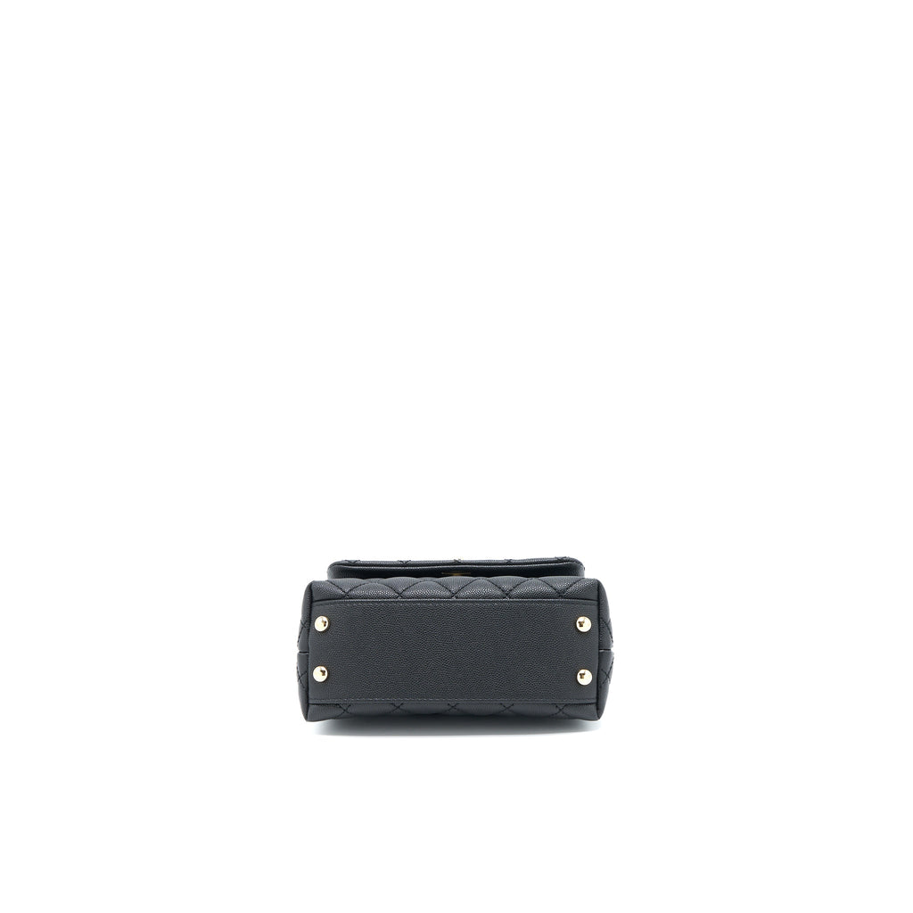 Chanel Mini Coco Handle Caviar Black/Burgundy Handle L