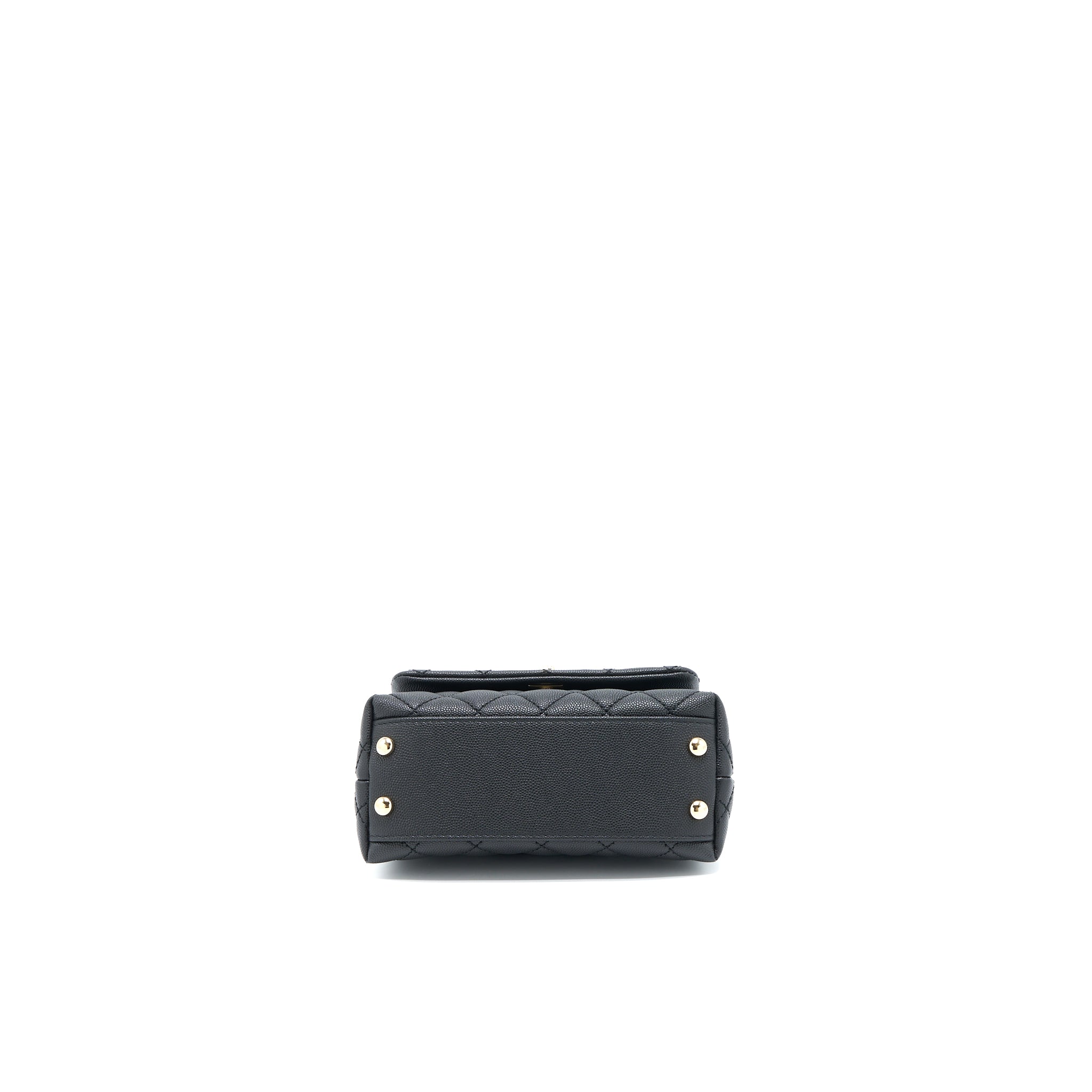 Chanel Mini Coco Handle Caviar Black/Burgundy Handle L