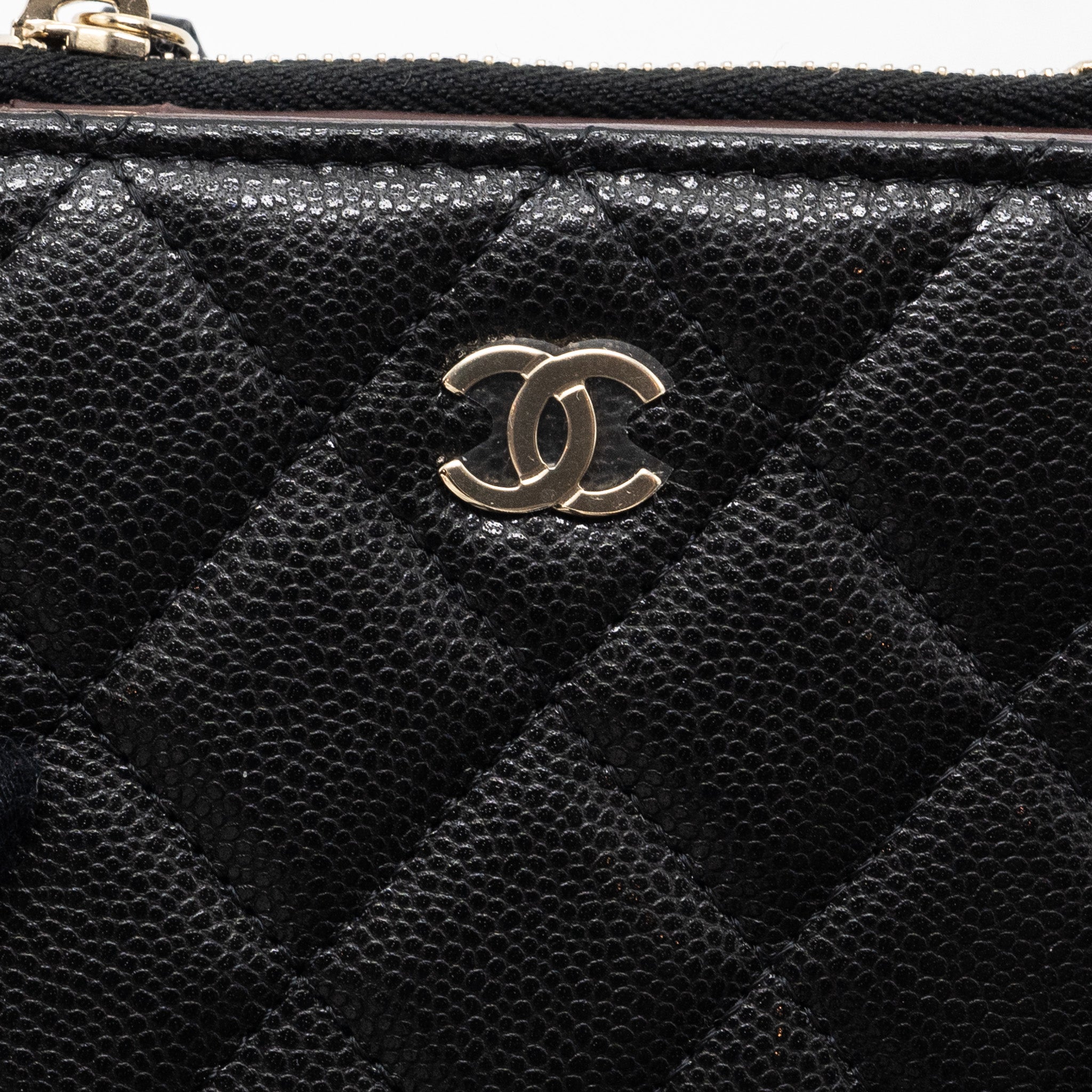 Chanel quilted fold wallet caviar black L (microchip)