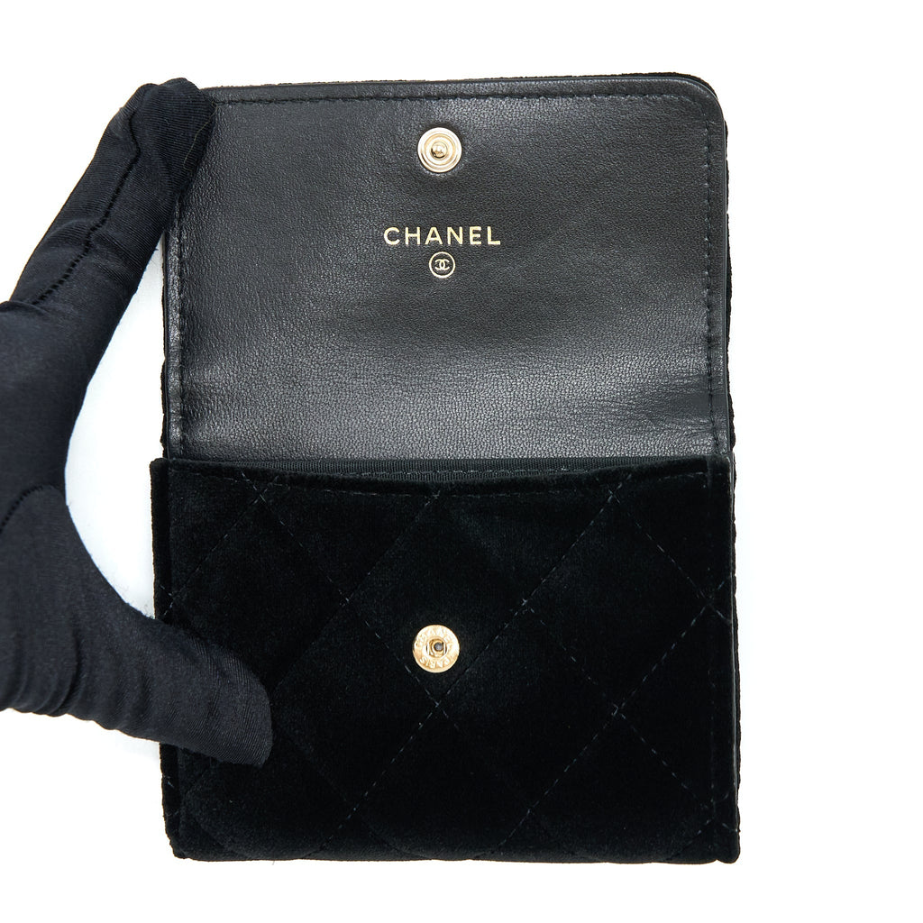Chanel Small Flap Wallet Velvet Black L