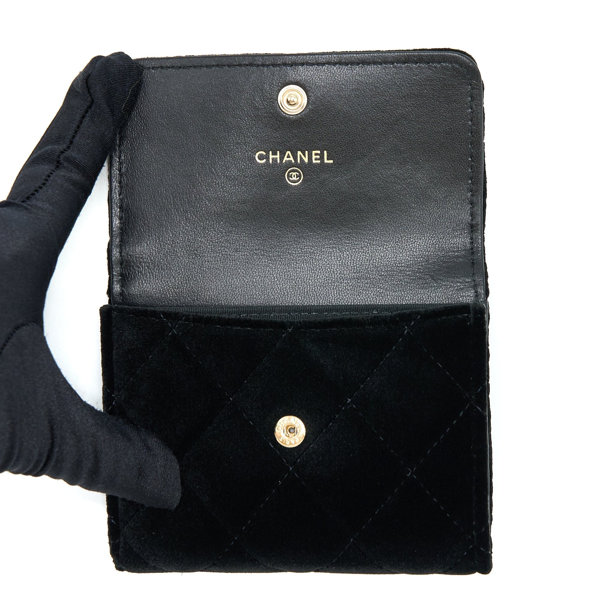 Chanel Small Flap Wallet Velvet Black L