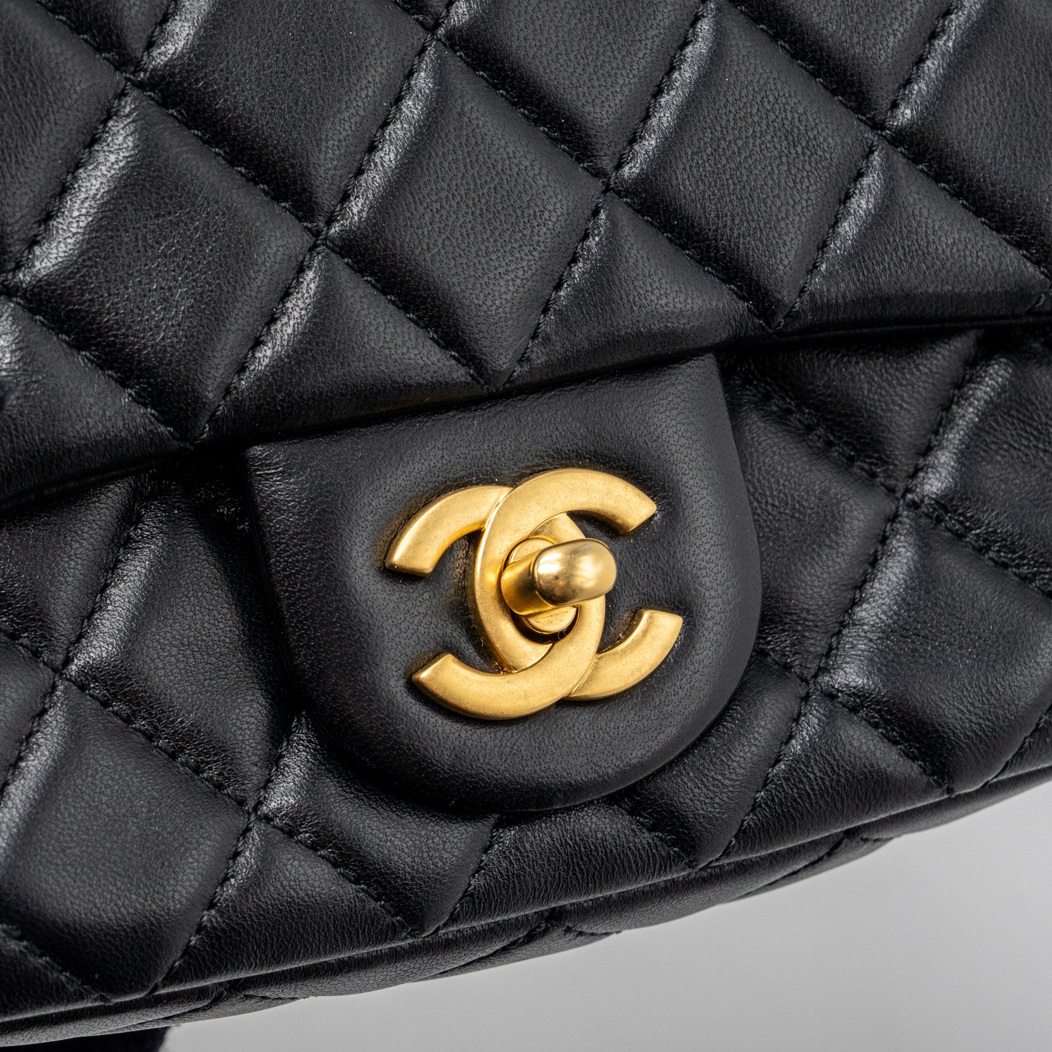 Chanel Pearl Crush Mini Square Flap Bag Lambskin Black (Microchip)