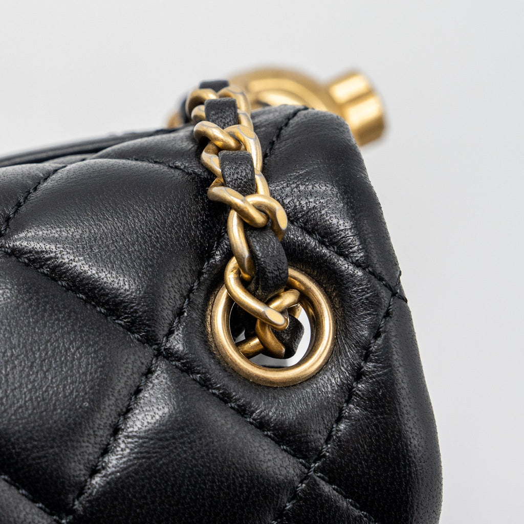 Chanel Pearl Crush Mini Square Flap Bag Lambskin Black (Microchip)