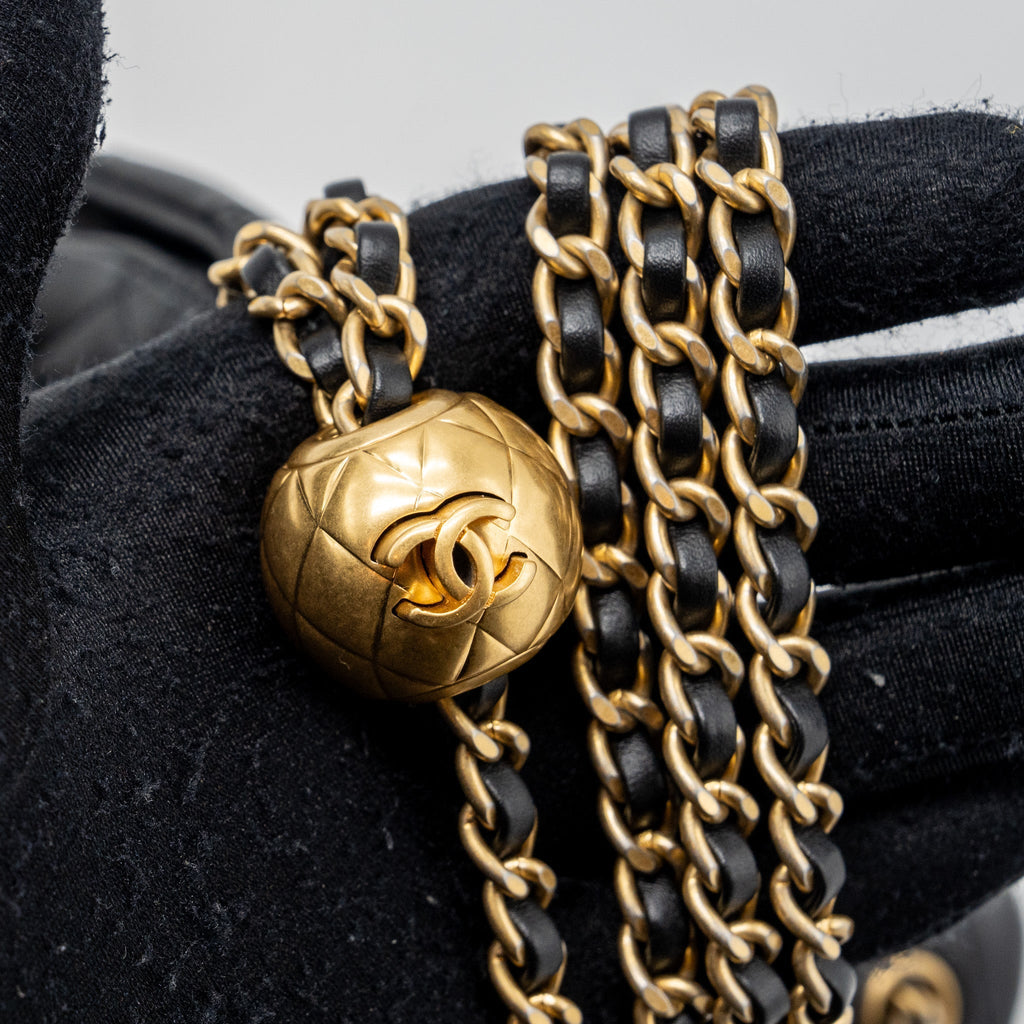Chanel Pearl Crush Mini Square Flap Bag Lambskin Black (Microchip)