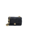 Chanel 22S Giant Chain Flap Shoulder Bag Denim Dark Blue Brushed  (Microchip)