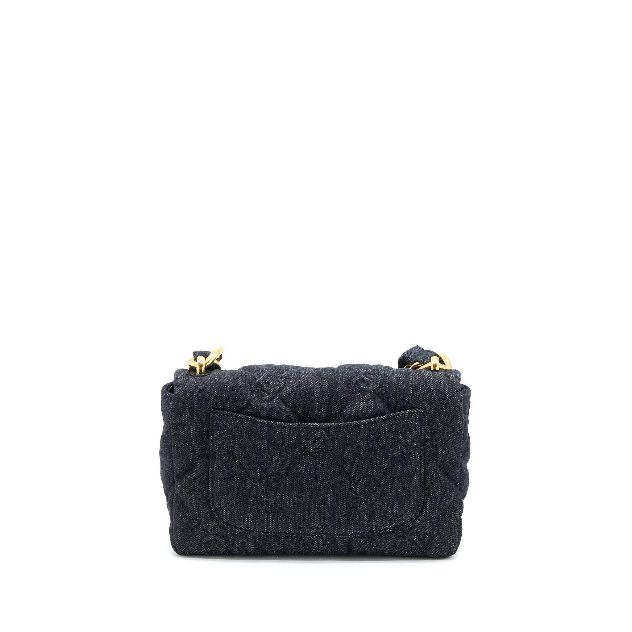 Chanel 22S Giant Chain Flap Shoulder Bag Denim Dark Blue Brushed  (Microchip)