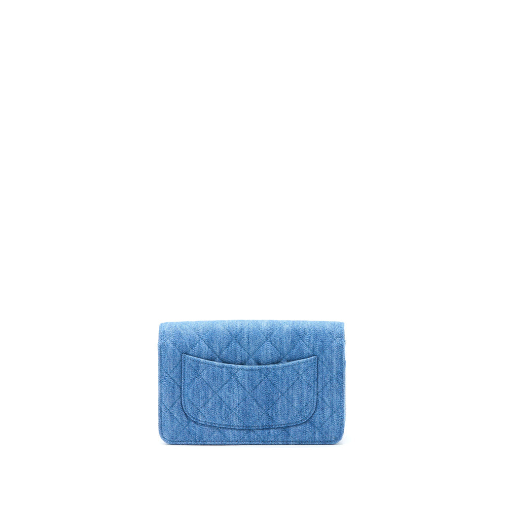 Chanel Pearl Crush Wallet On Chain Denim  (Microchip)