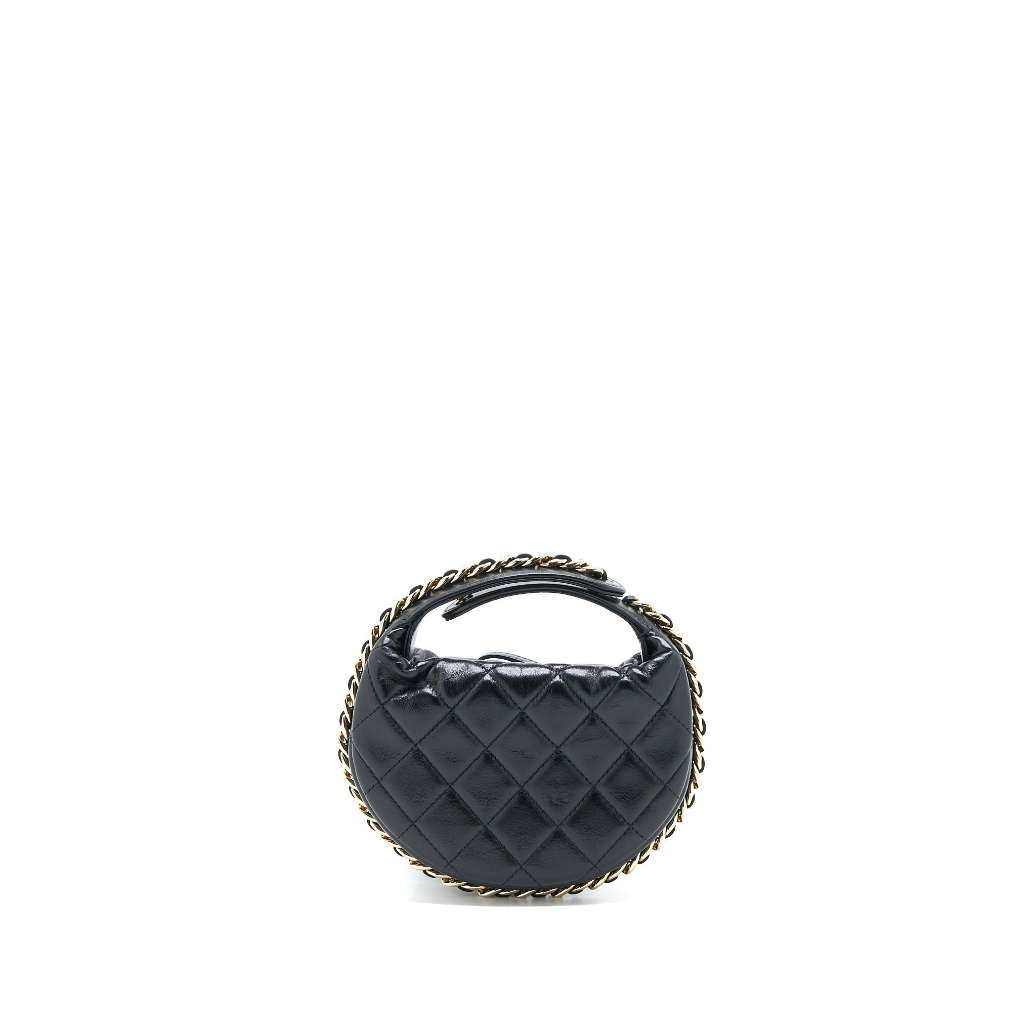 Chanel 23c Round Cruise Pouch Lambskin Black L (Microchip)