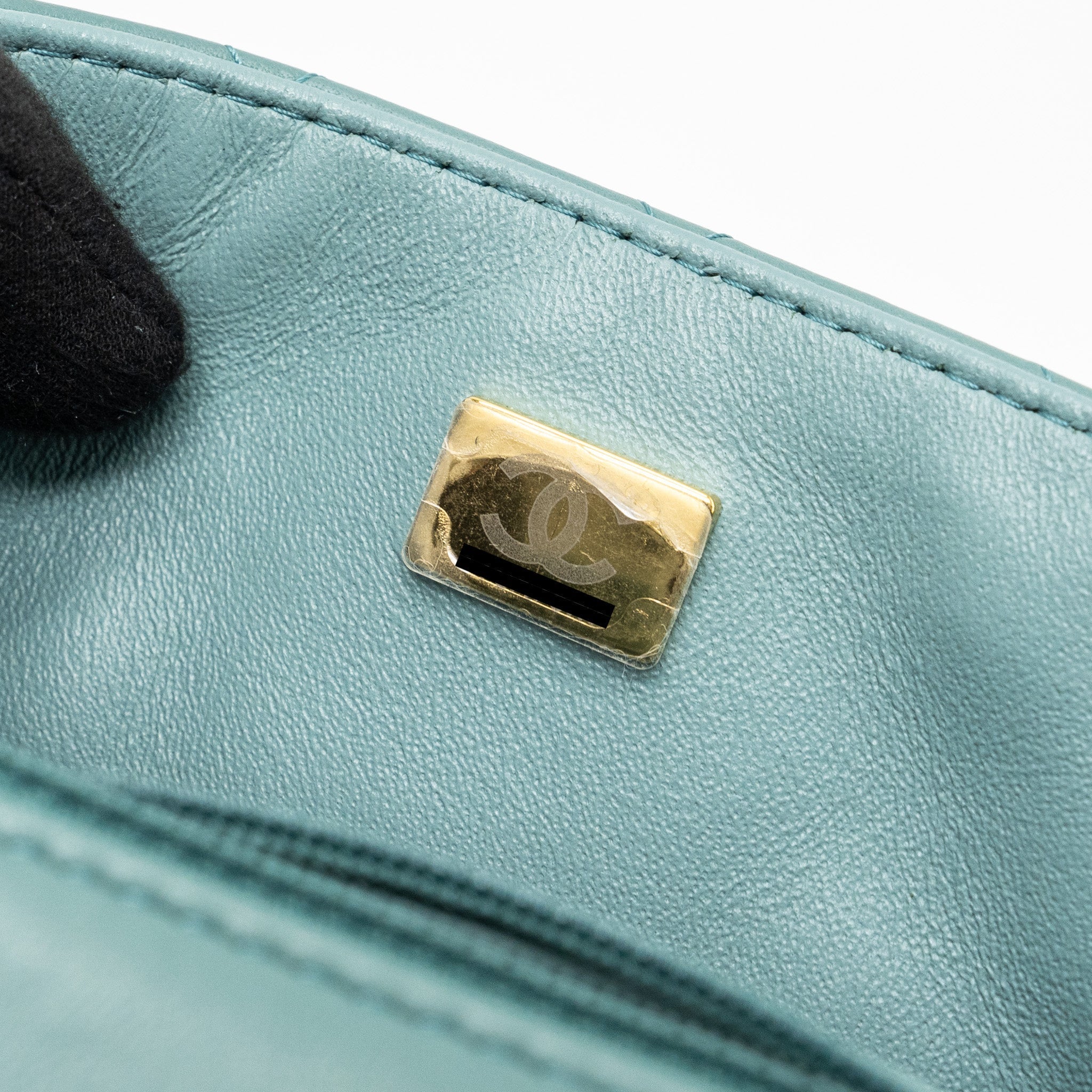 Chanel classic mini square flap bag lambskin green L (microchip)
