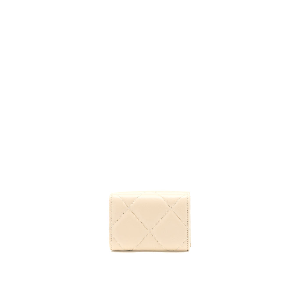 Chanel 19 Flap Compact Wallet Lambskin Beige