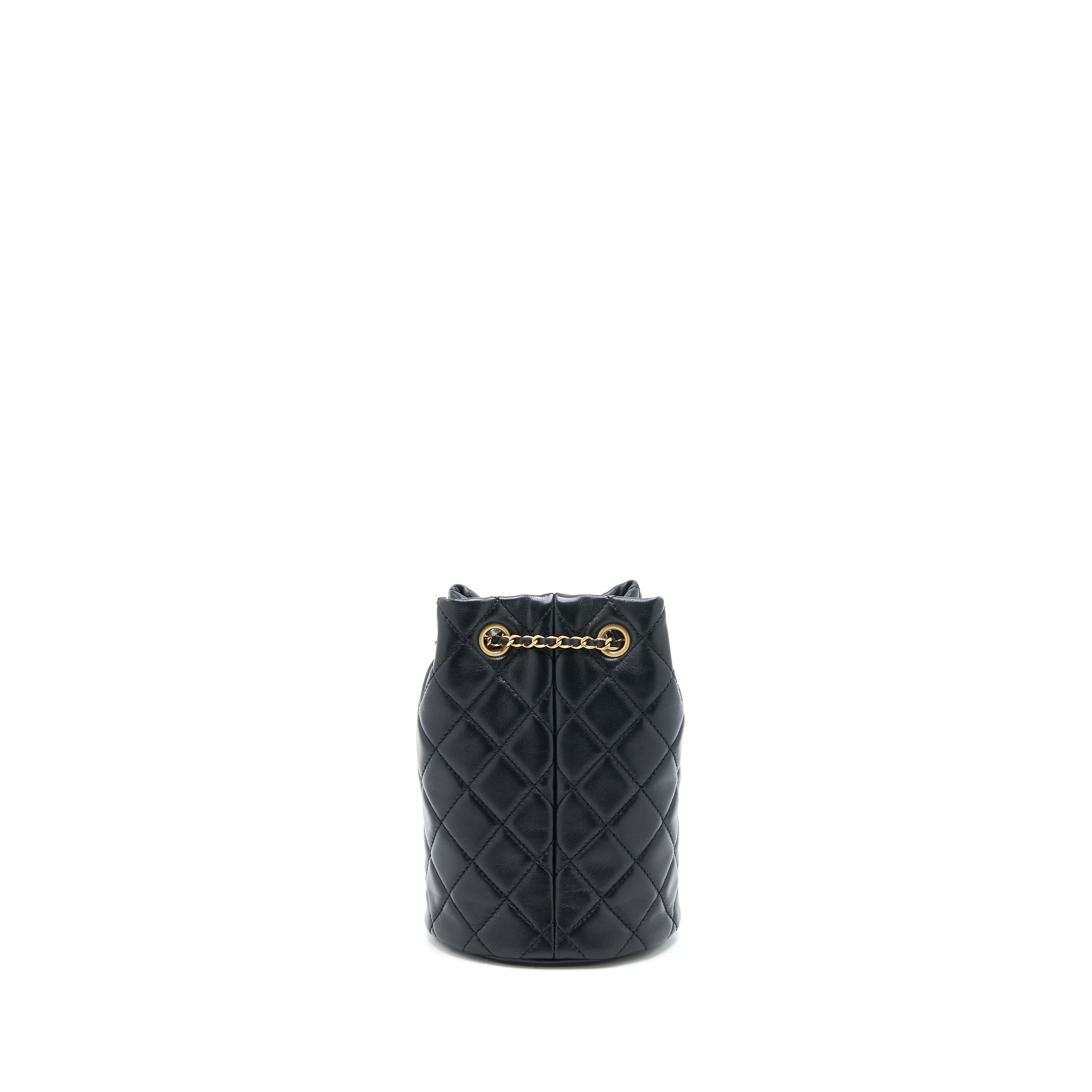 Chanel 22S Pearl Crush Bucket Bag Lambskin Black Brushed  (Microchip)