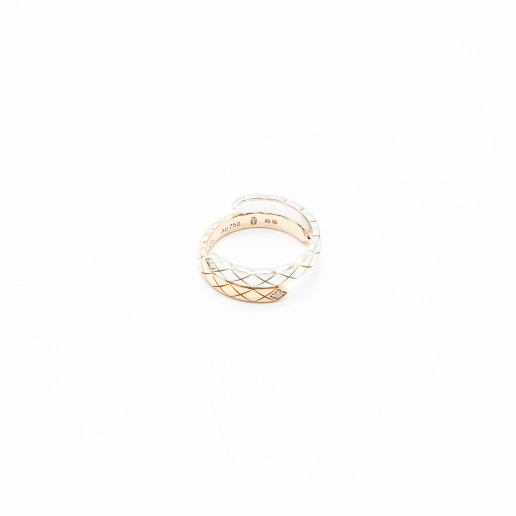 Chanel Size 49 Coco Crush TOI Et MOI Ring, Small Version White/Beige Gold Diamonds