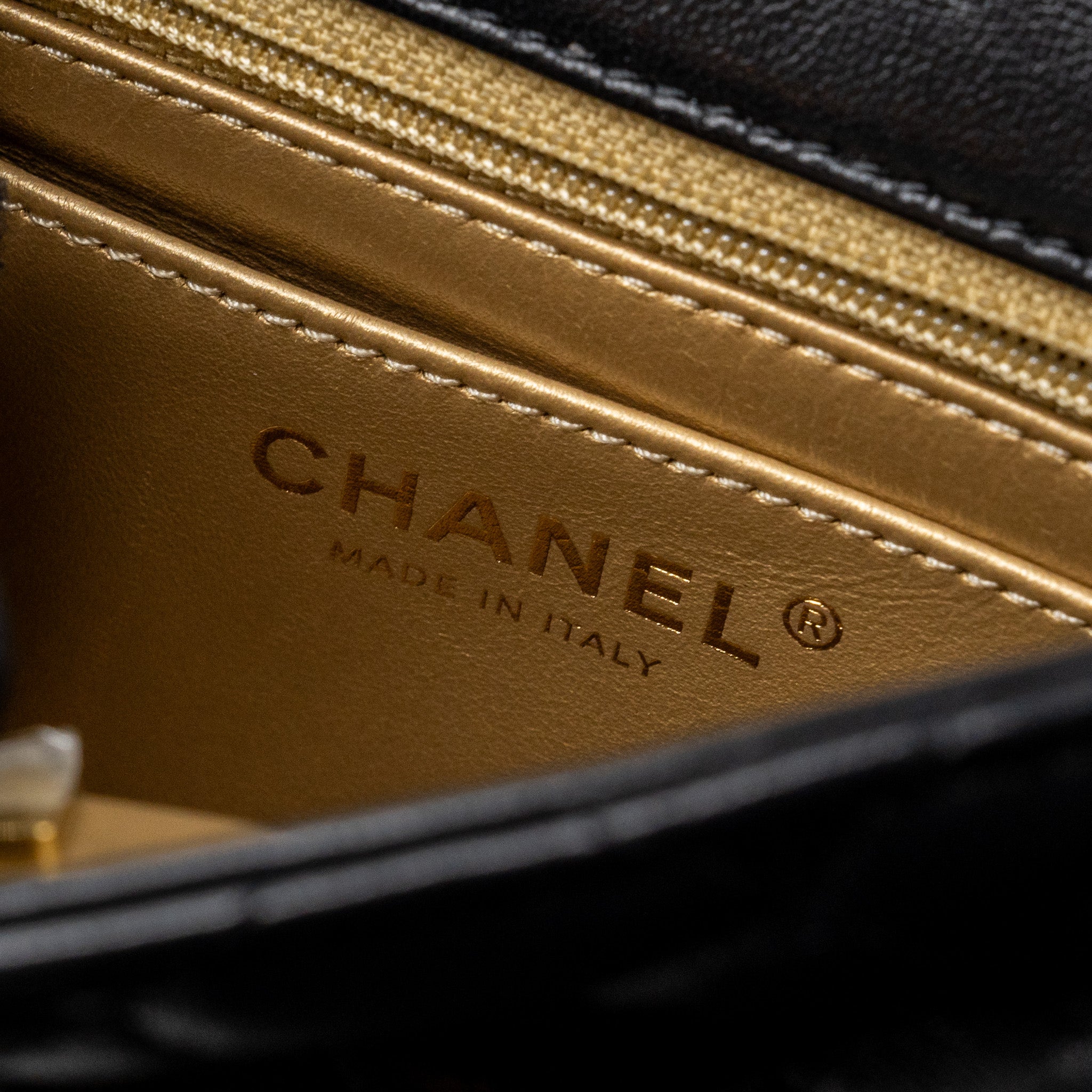 Chanel Pearl Crush Mini Square Flap Bag Lambskin Black (Microchip)