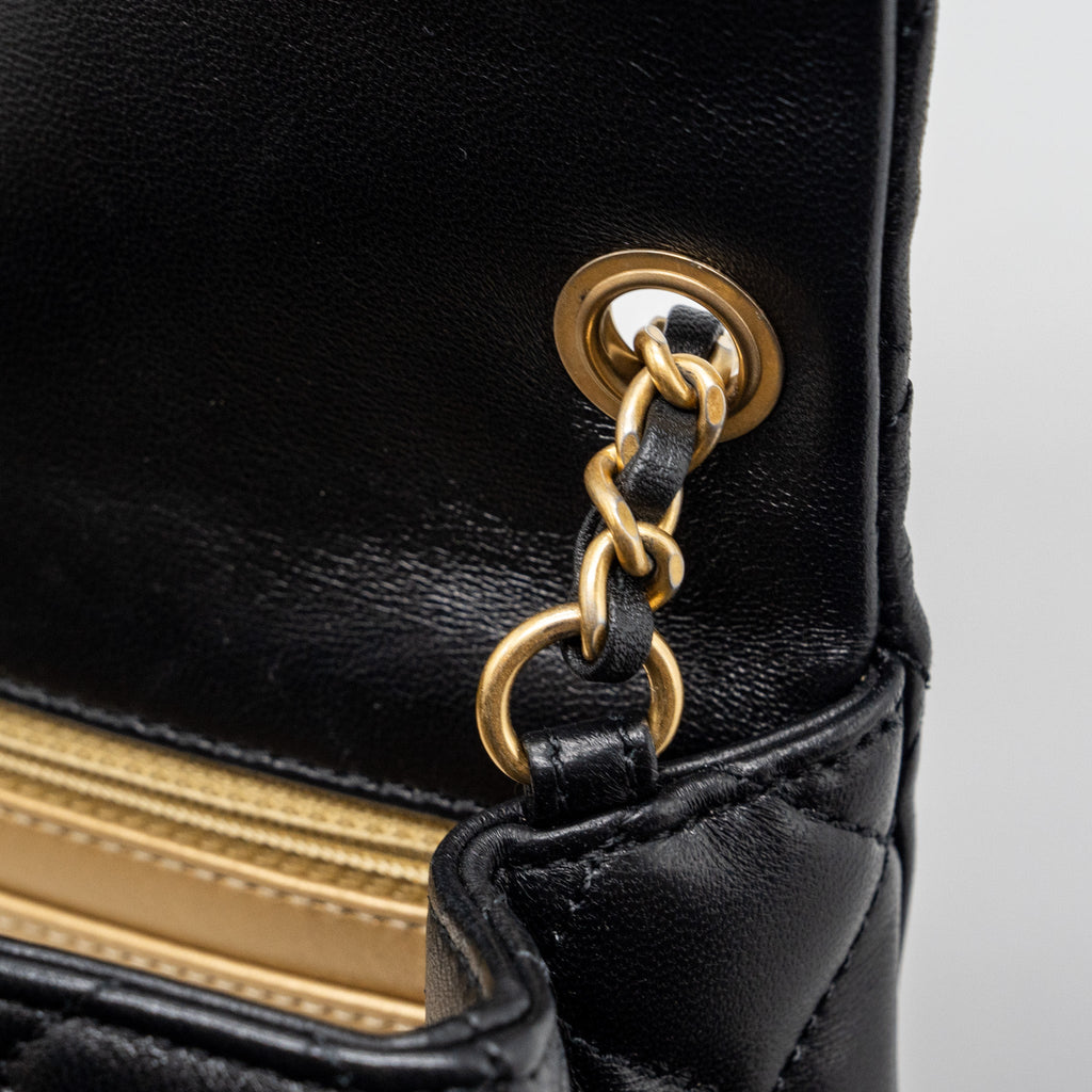 Chanel Pearl Crush Mini Square Flap Bag Lambskin Black (Microchip)
