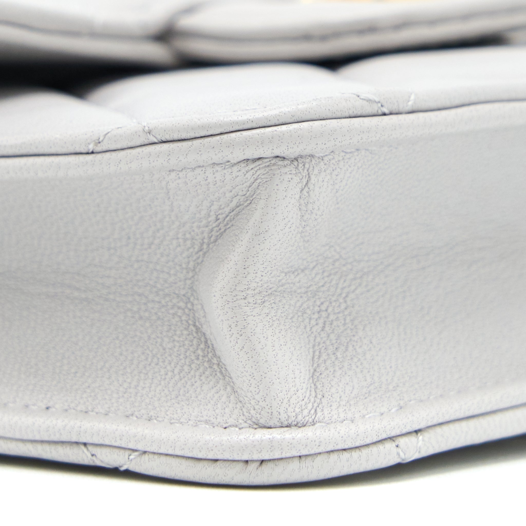 Chanel Mini Top Handle Flap Bag Lambskin Light Grey Brushed