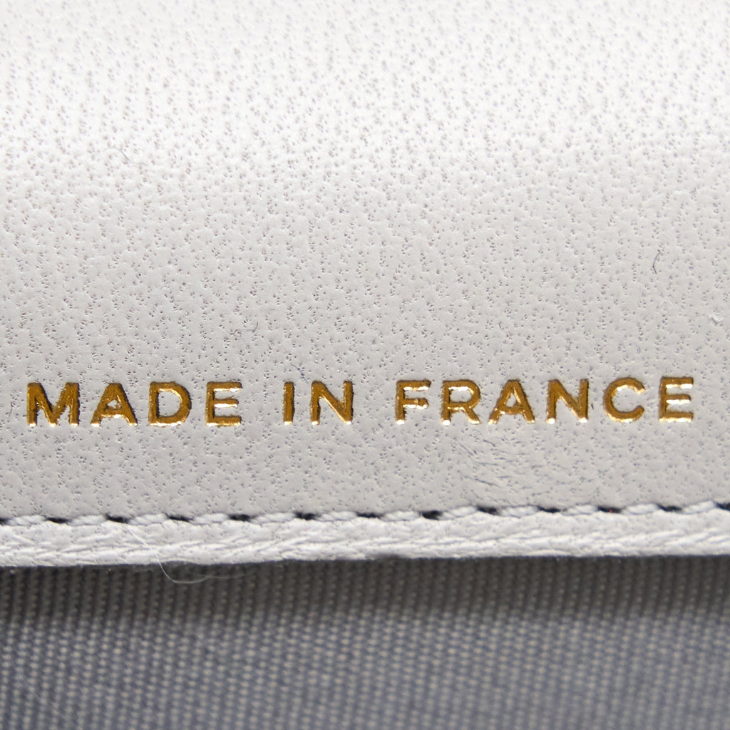Chanel Mini Top Handle Flap Bag Lambskin Light Grey Brushed