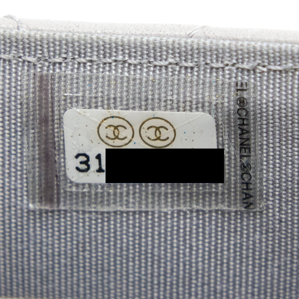 Chanel Mini Top Handle Flap Bag Lambskin Light Grey Brushed