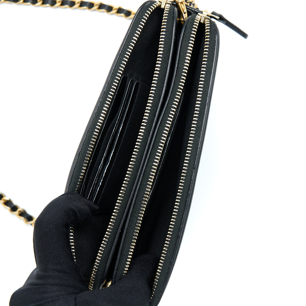 Chanel Filigree Long Wallet On Chain Caviar Black