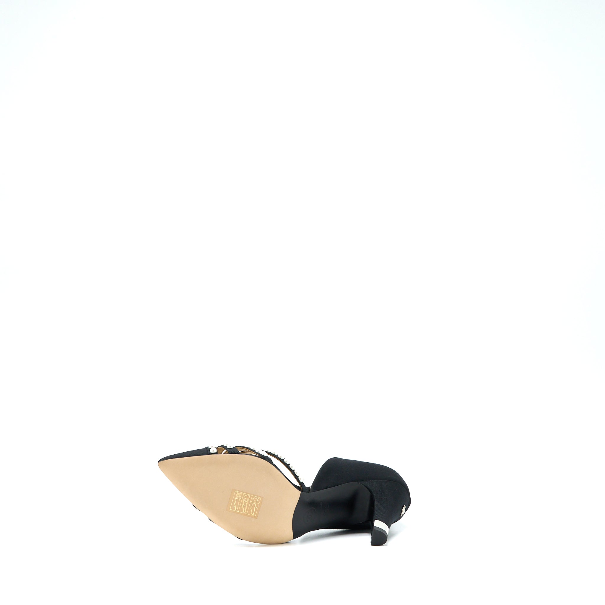 Chanel Size 36 Heels with Pearl Black/White