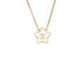 Chanel CC Logo Star Necklace White Light Gold Tone