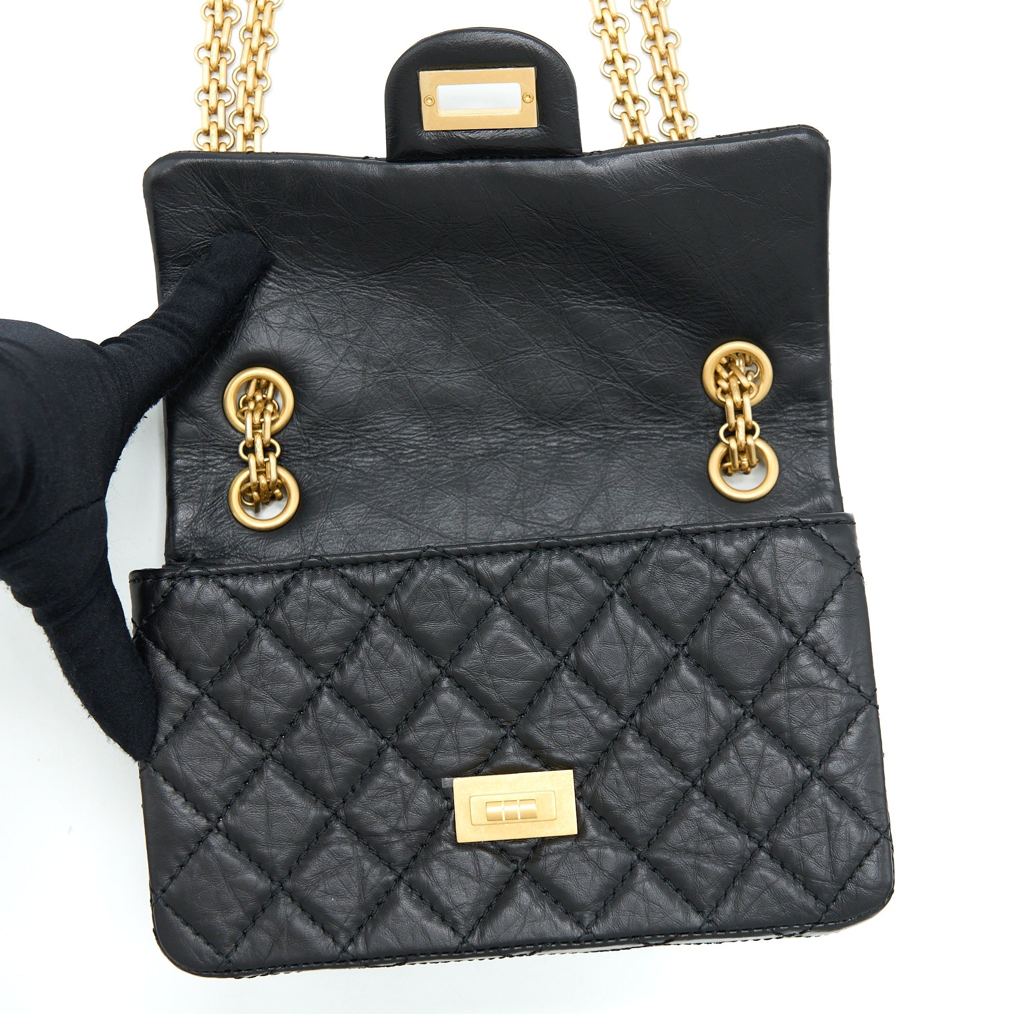 Chanel Mini 2.55 Reissue Flap Bag Aged Calfskin Black Brushed
