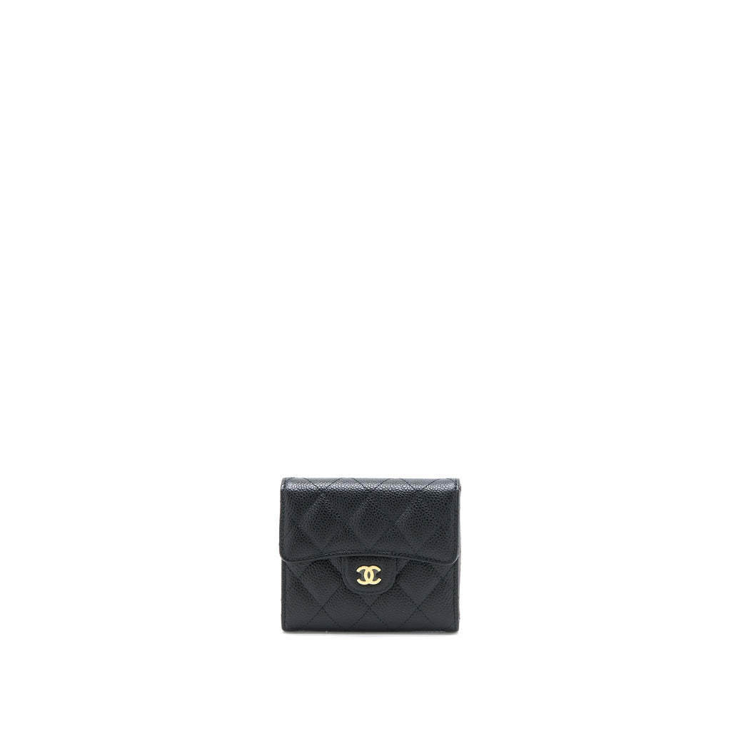 Chanel Classic Compact Wallet Caviar Black L (Microchip)
