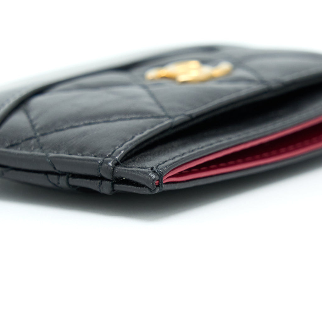 Chanel Gabrielle Card Holder Aged Calfskin Black