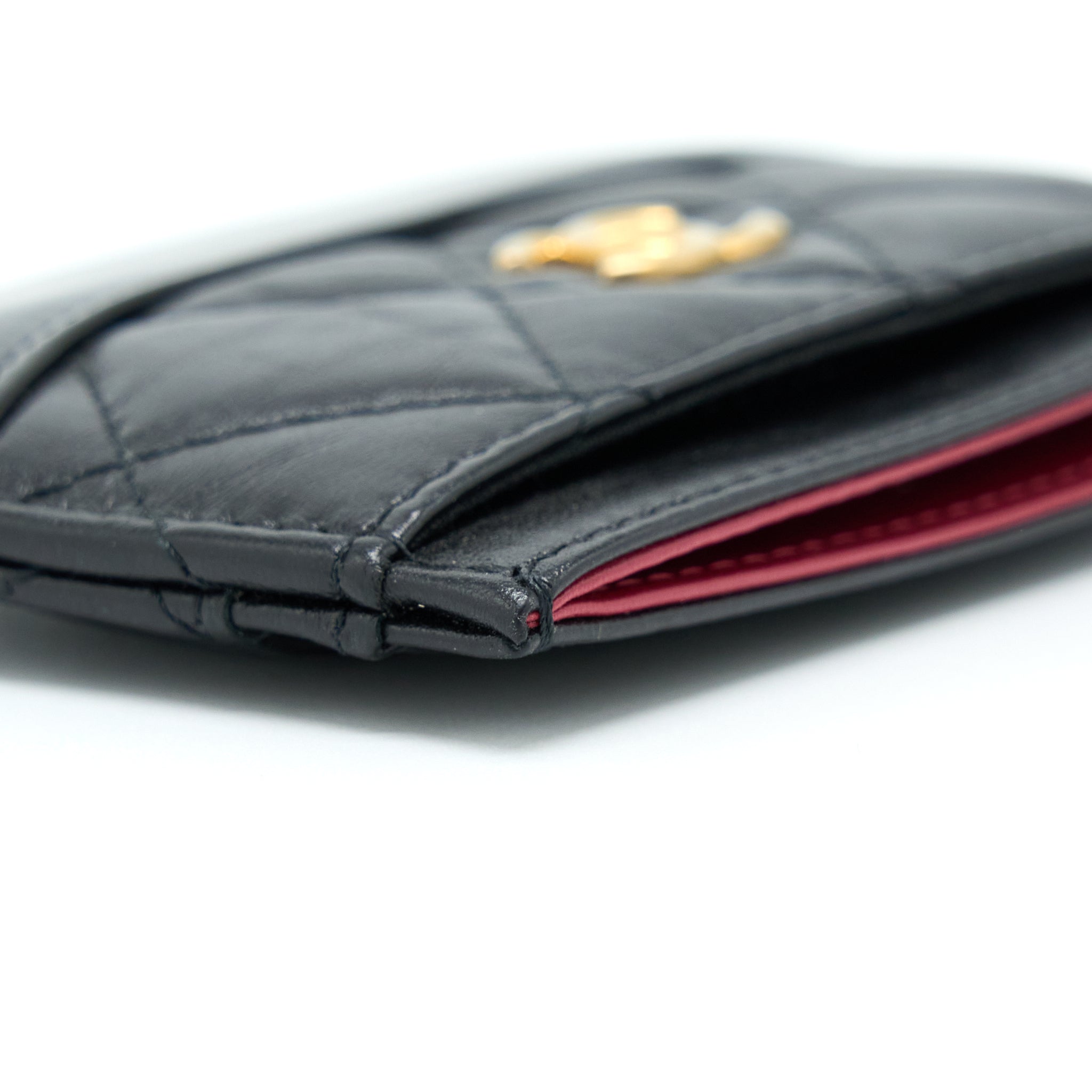 Chanel Gabrielle Card Holder Aged Calfskin Black