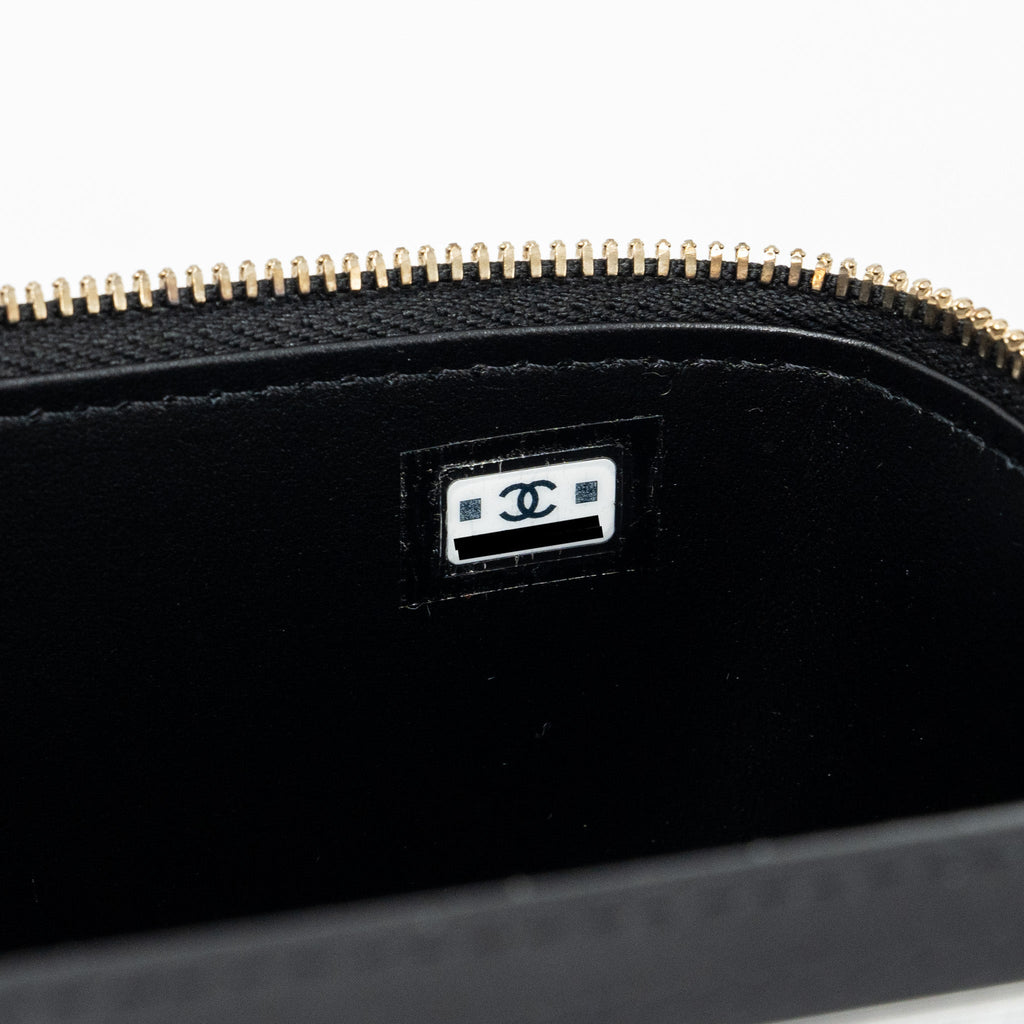 Chanel long vanity case with charms chain Calfskin Black L (microchip)