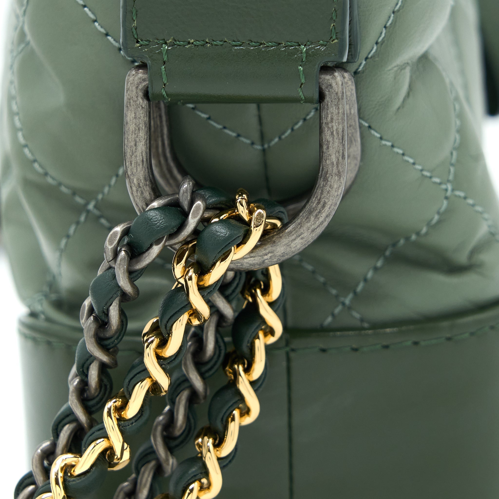 Chanel Small Gabrielle Hobo Bag Aged Calfskin Multicolour Green Multicolour Hardware