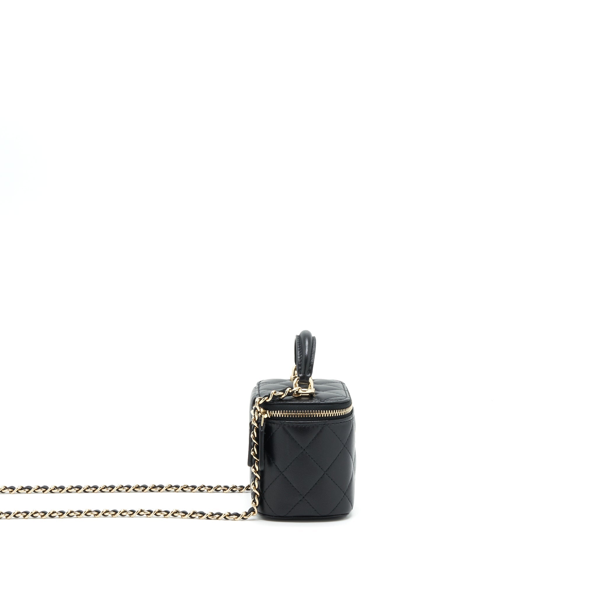 Chanel 22P Top Handle Mini Vanity With Chain Lambskin Black L