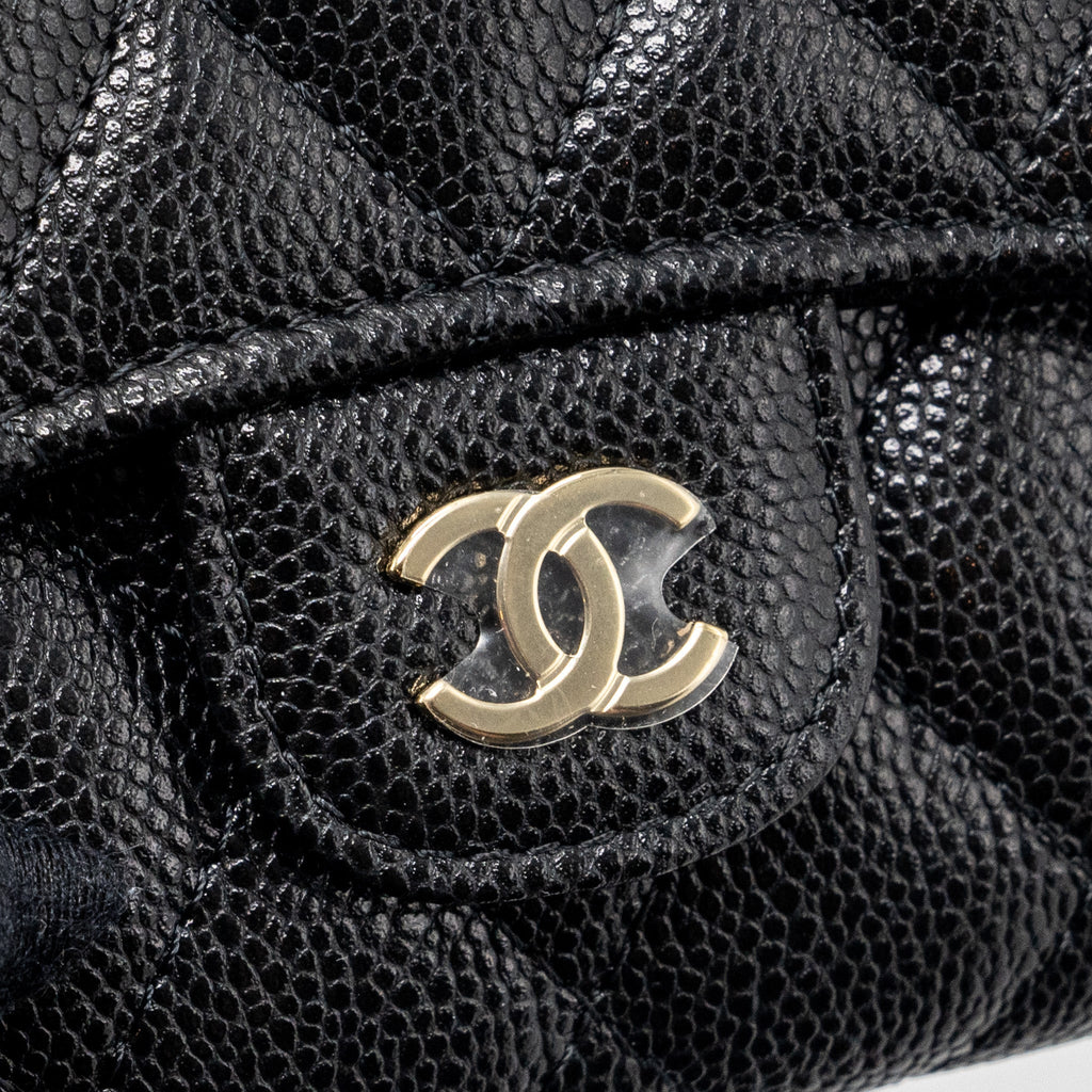 Chanel classic compact wallet caviar black  (microchip)