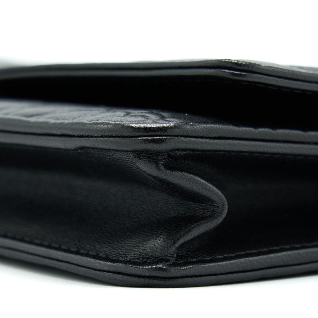 Chanel Camellia Wallet On Chain Lambskin Black