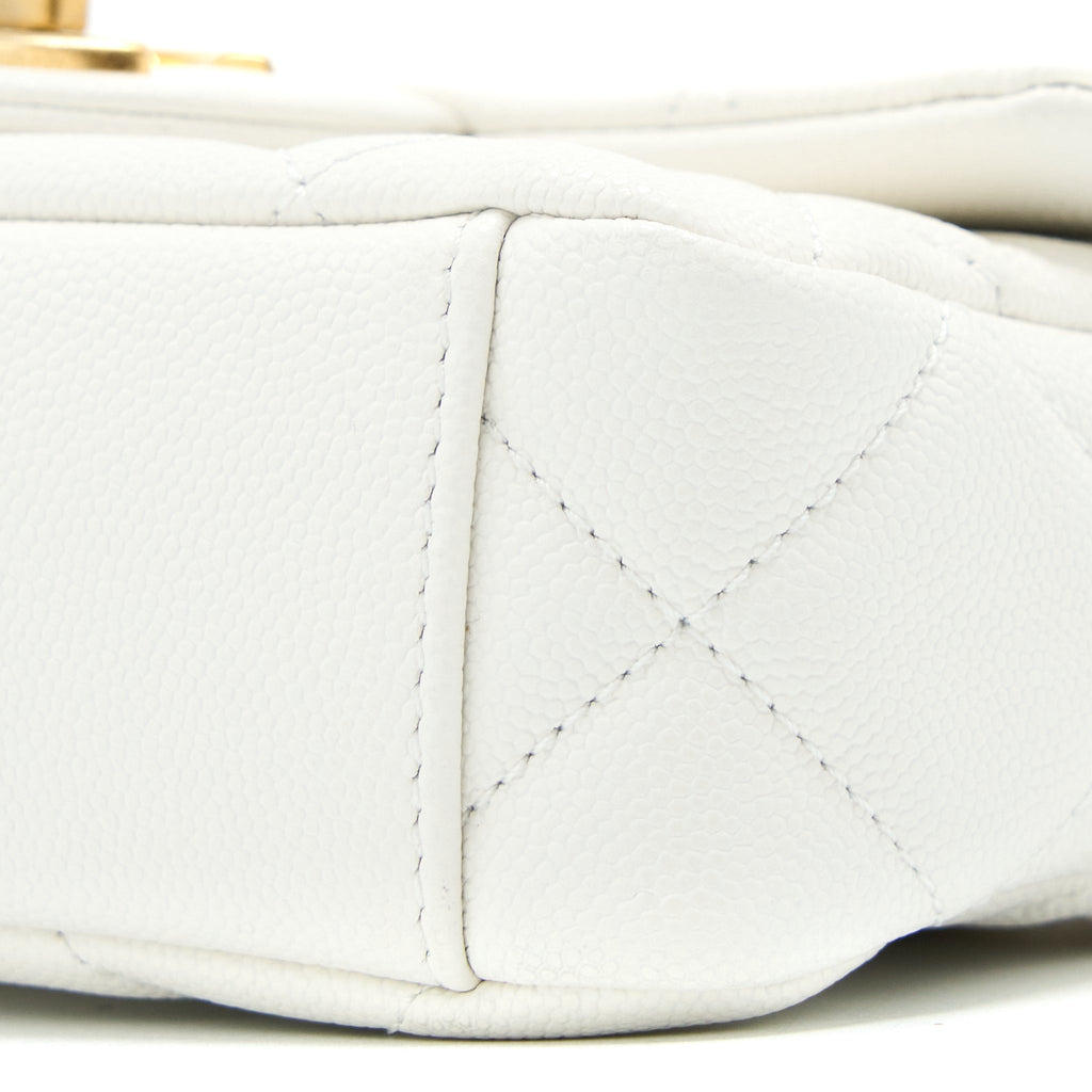 Chanel 22A Small Flap Bag Caviar White With  (Microchip)
