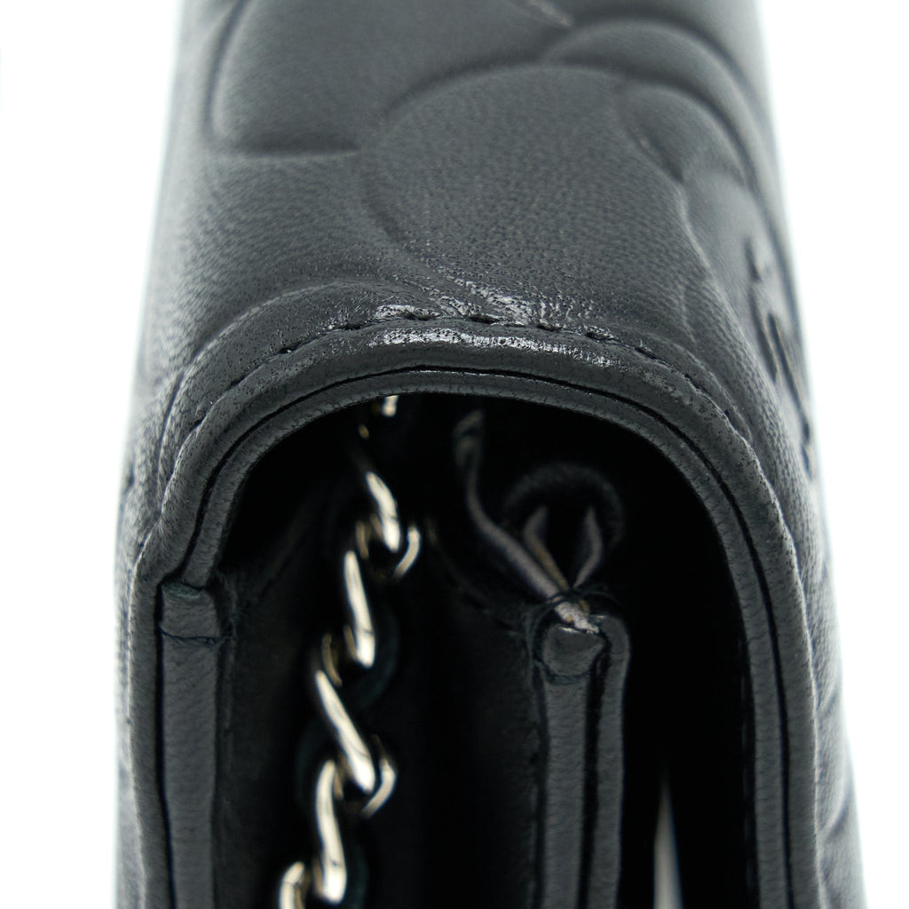 Chanel Camellia Wallet On Chain Lambskin Black
