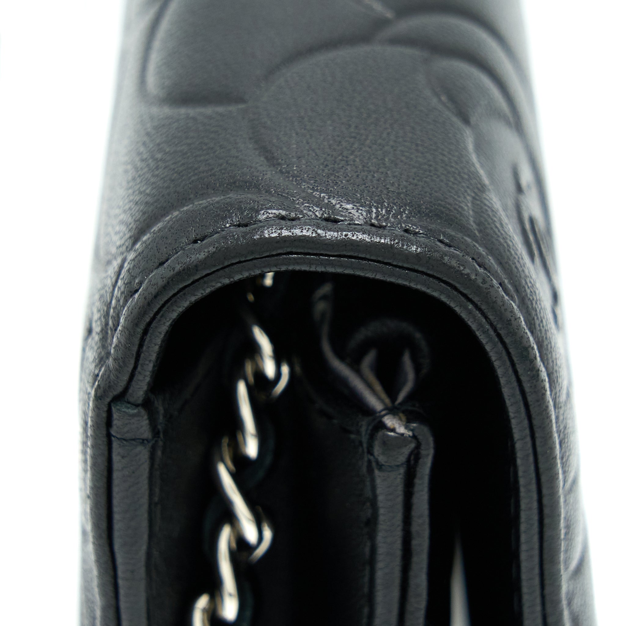 Chanel Camellia Wallet On Chain Lambskin Black