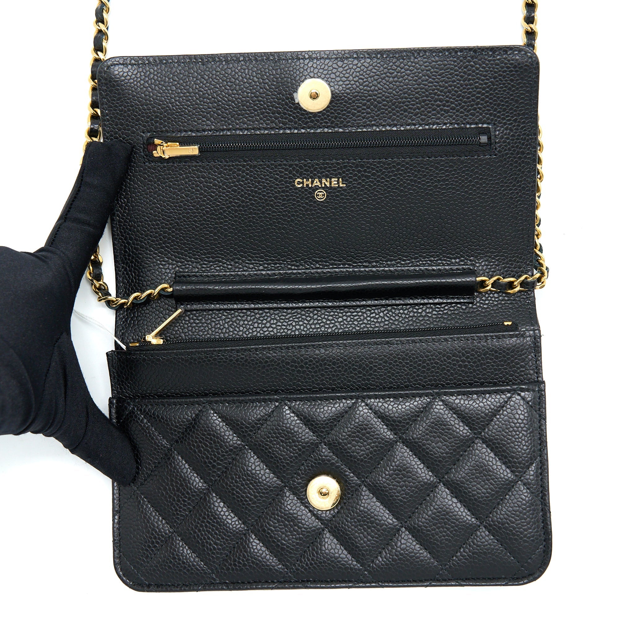 Chanel Classic Wallet On Chain Caviar Black  (Microchip)