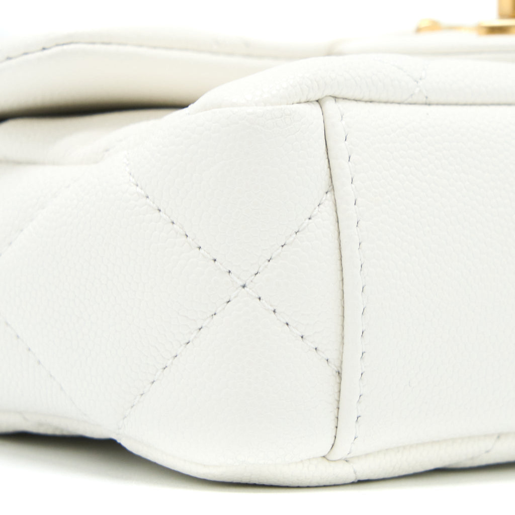 Chanel 22A Small Flap Bag Caviar White With  (Microchip)