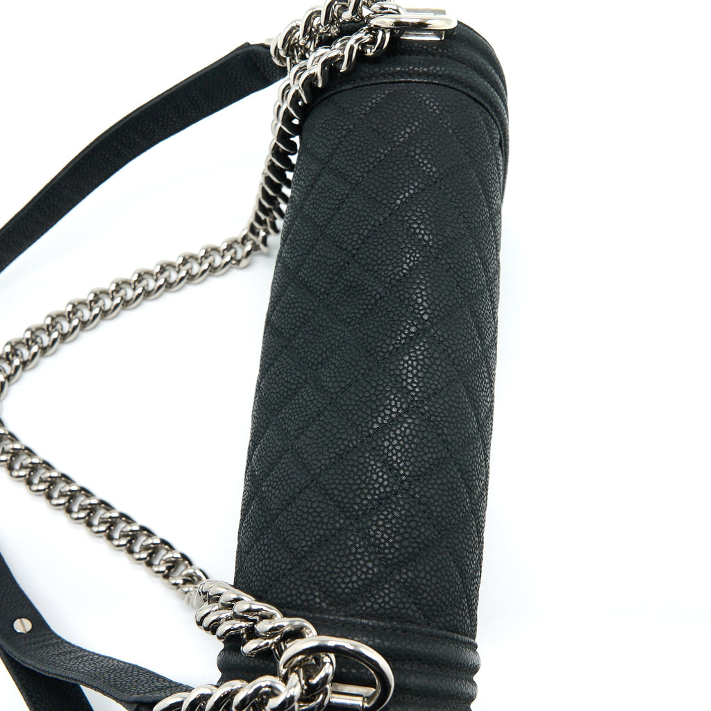 Chanel Medium Boy Bag Grained Calfskin Black