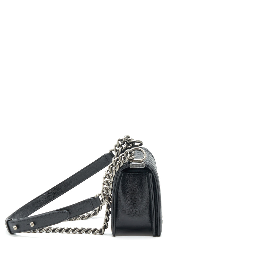 Chanel Small Boy Bag Caviar Black Ruthenium Hardware