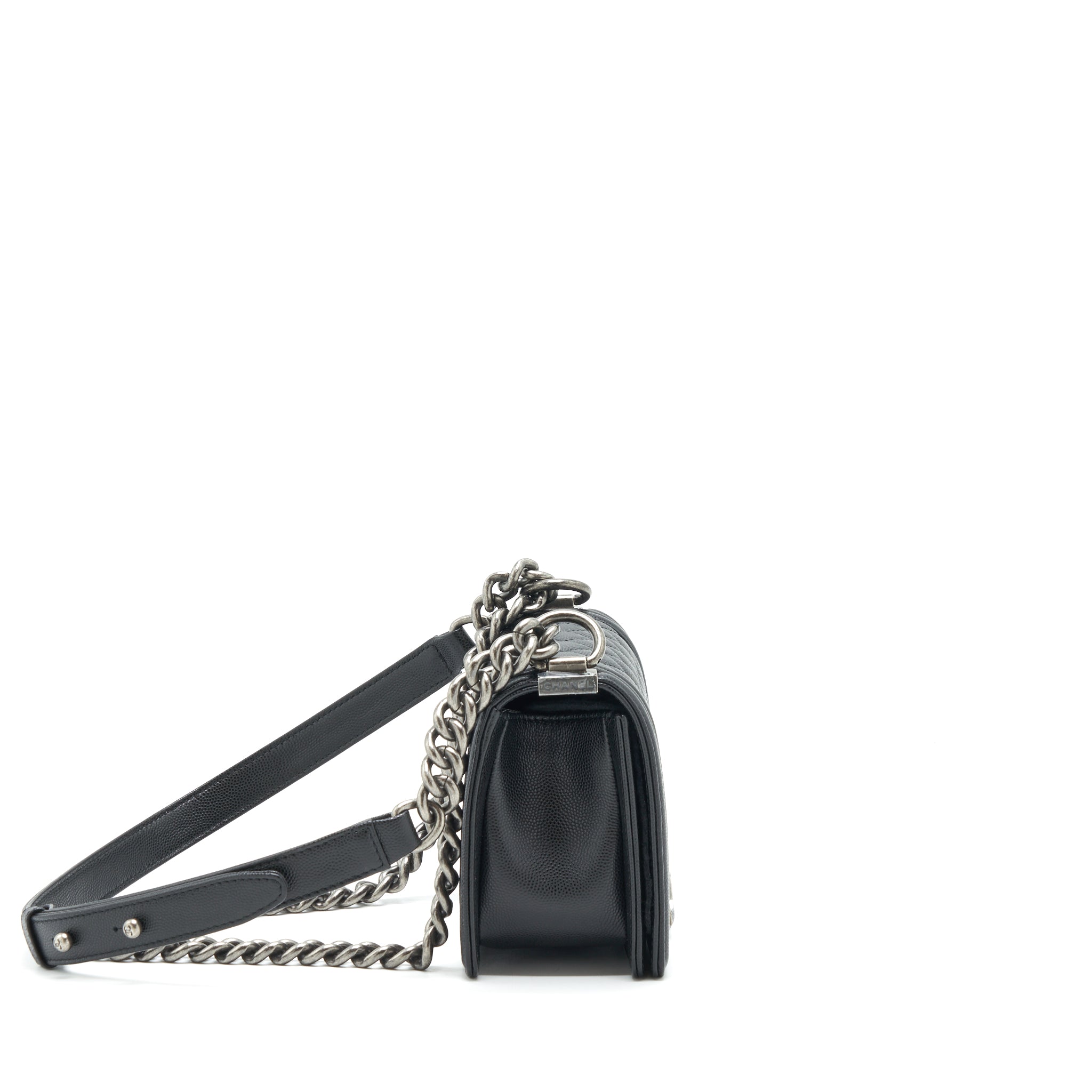 Chanel Small Boy Bag Caviar Black Ruthenium Hardware