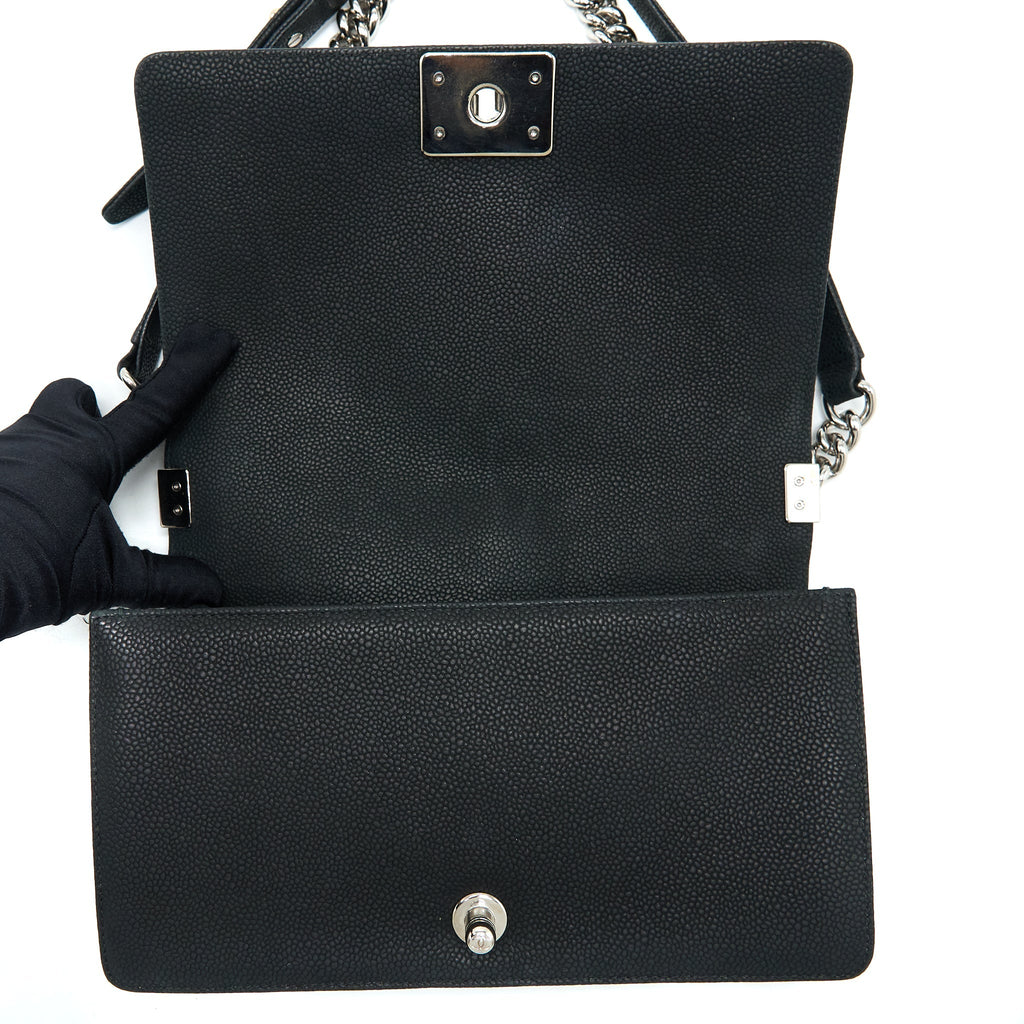 Chanel Medium Boy Bag Grained Calfskin Black