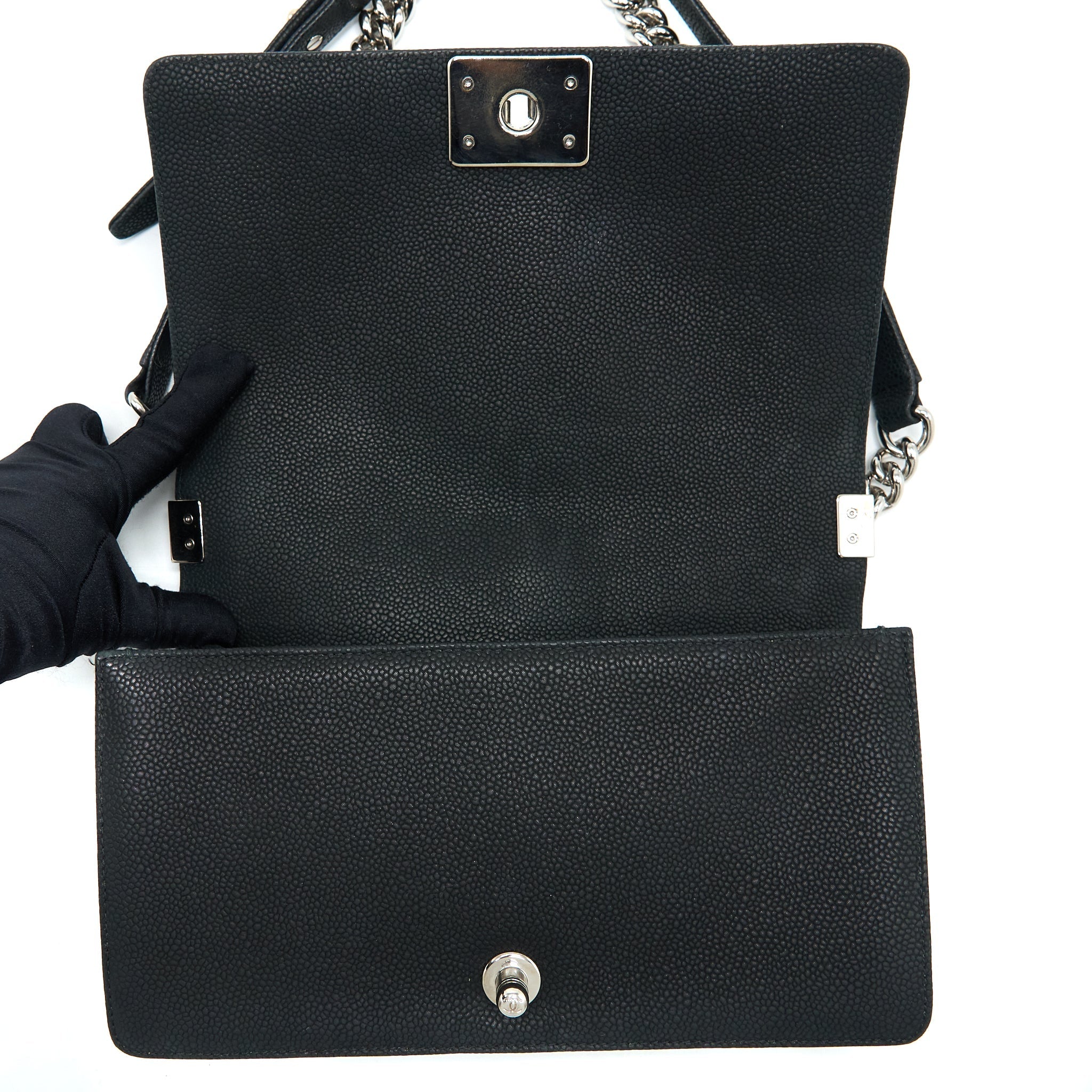 Chanel Medium Boy Bag Grained Calfskin Black