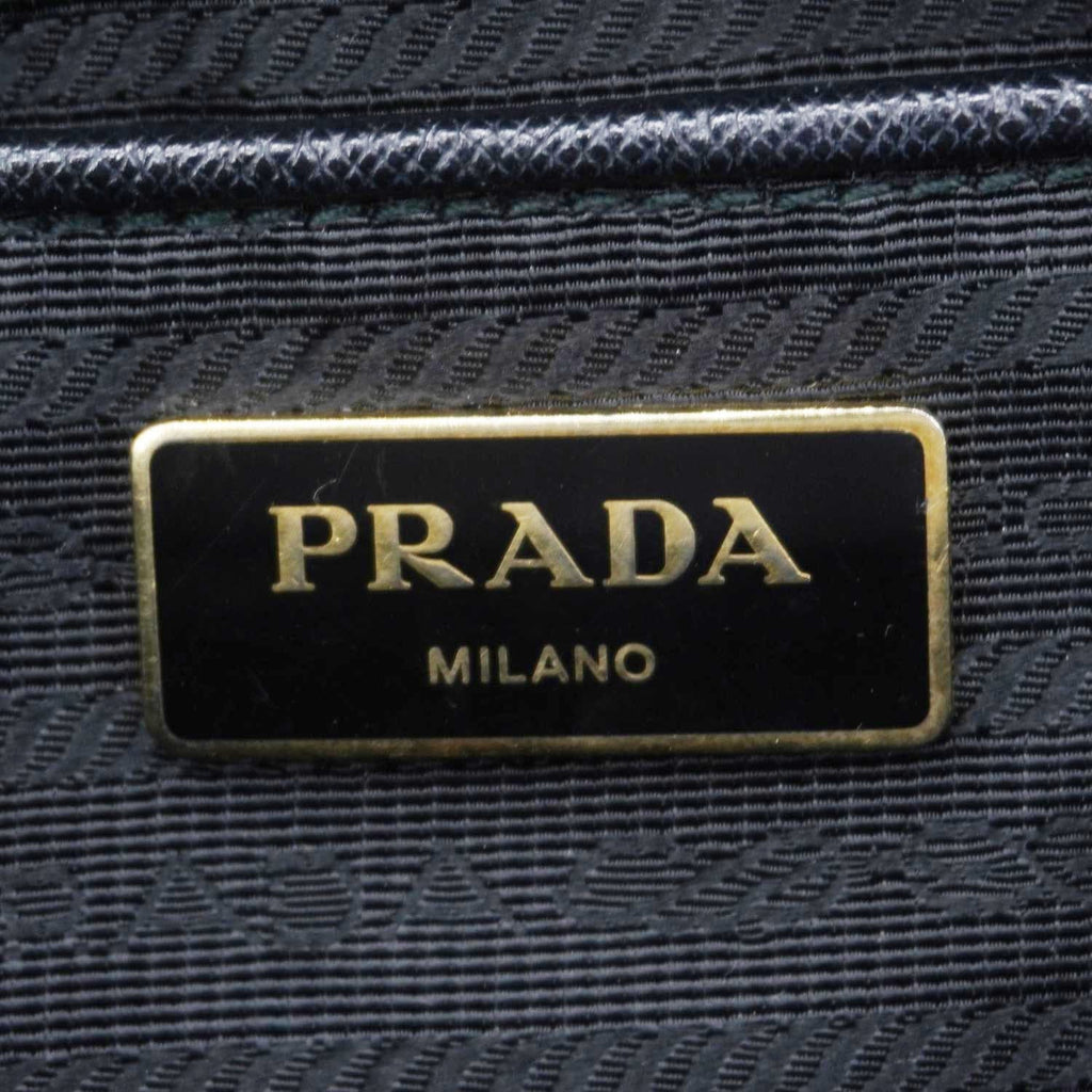 PRADA Galleria Double Zip Saffiano Leather Top Handle Tote Bag Black