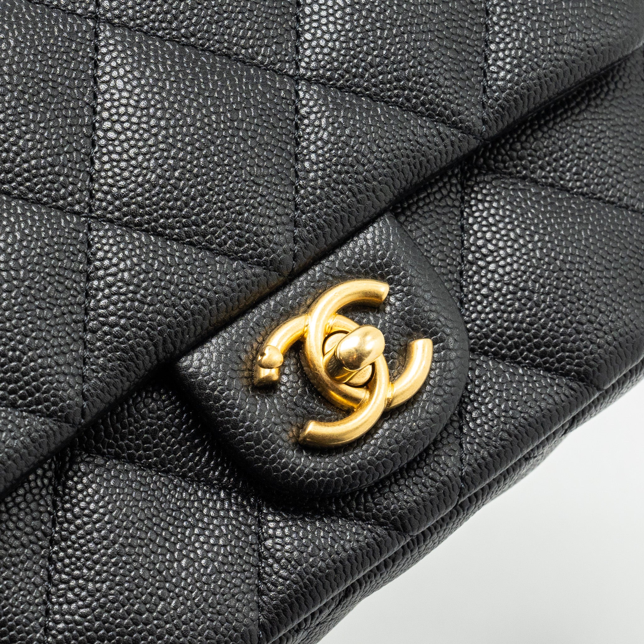Chanel Coco Love Flap Bag Adjustable Chain Caviar Black  (microchip)