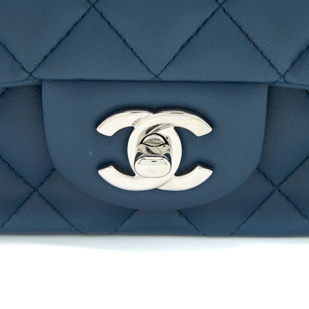 Chanel Mini Rectangular Flap Bag Lambskin Blue