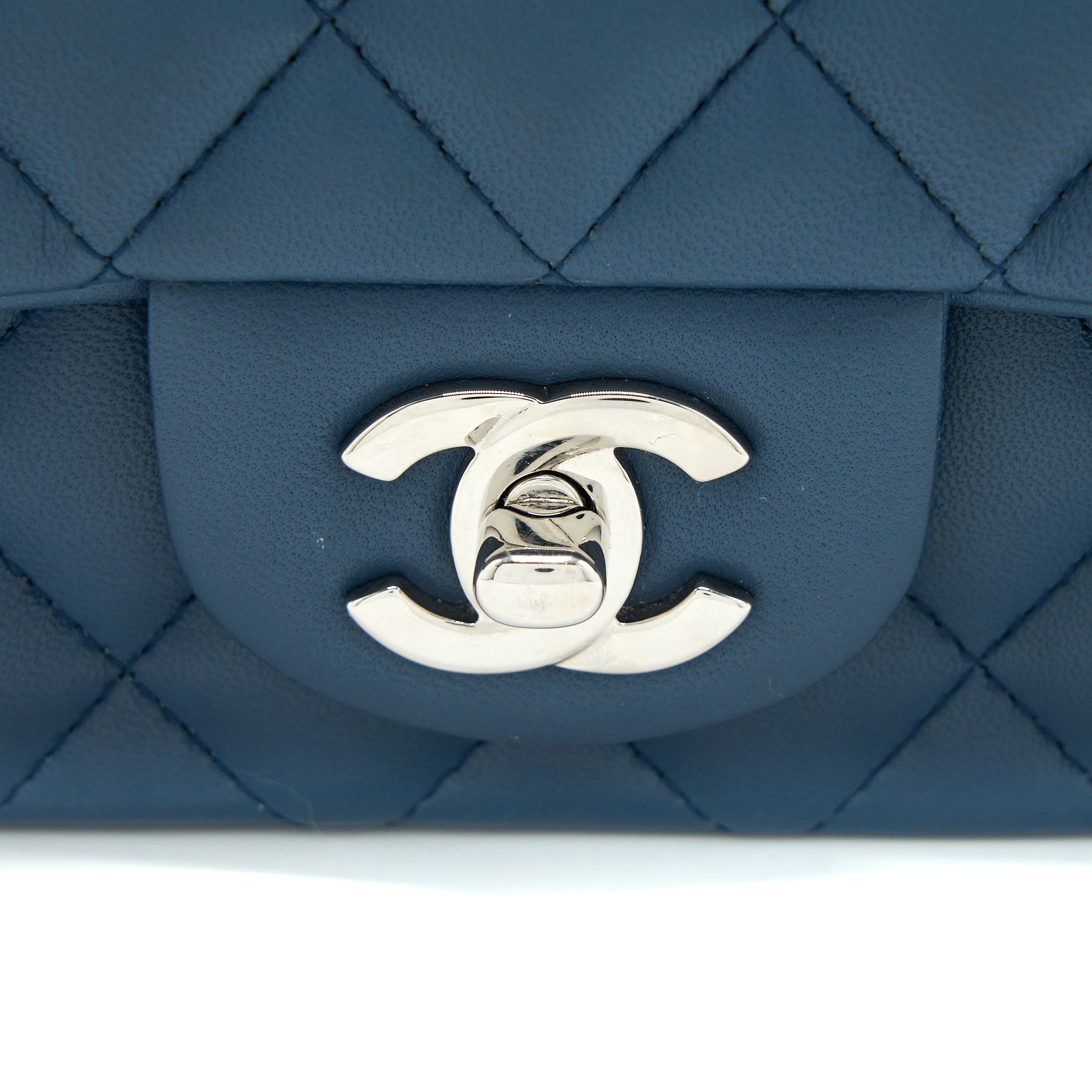 Chanel Mini Rectangular Flap Bag Lambskin Blue