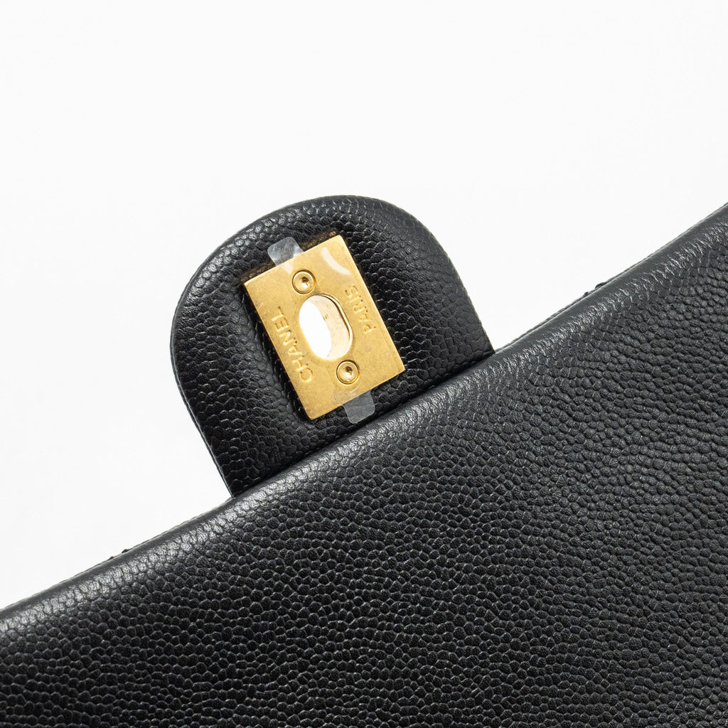 Chanel Coco Love Flap Bag Adjustable Chain Caviar Black  (microchip)
