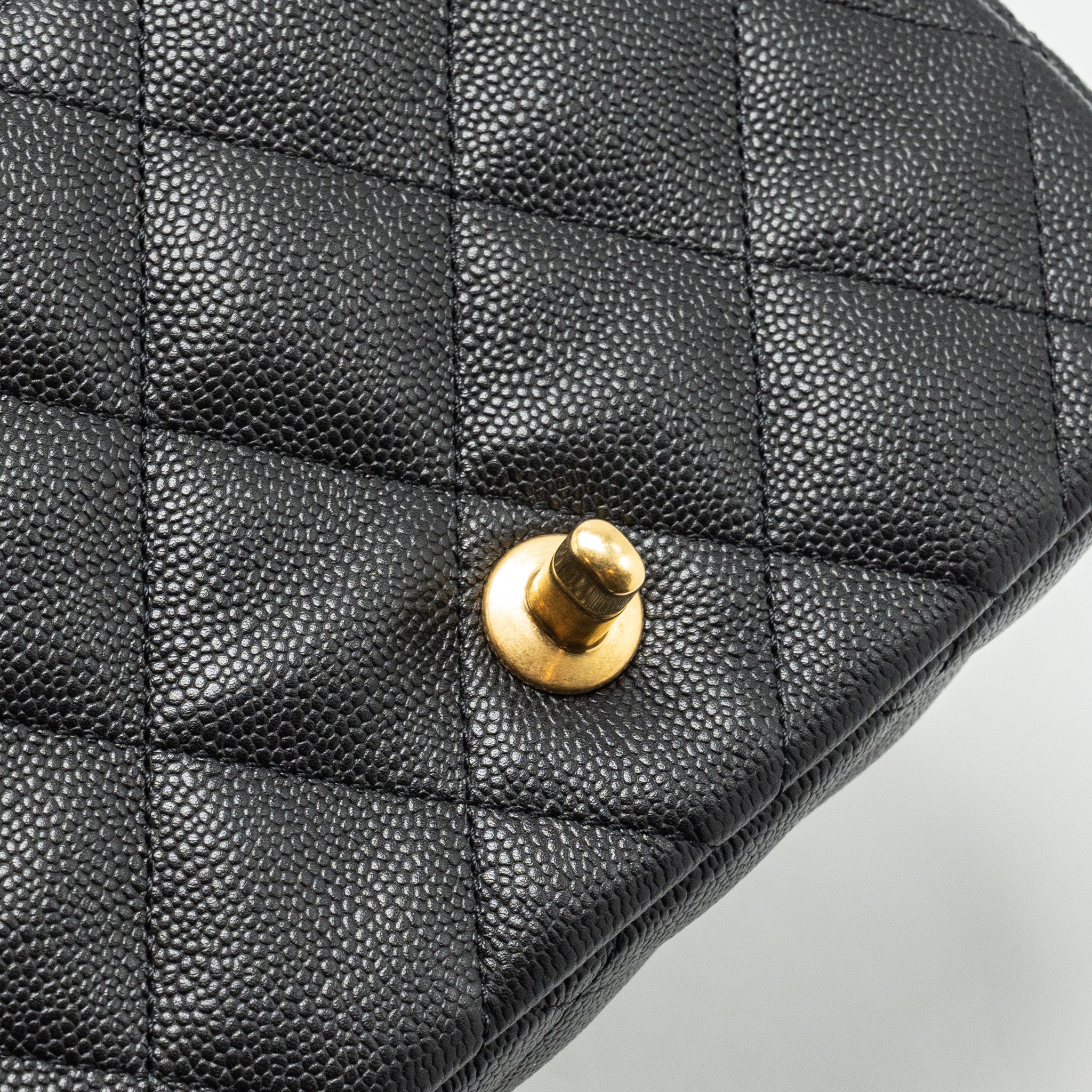 Chanel Coco Love Flap Bag Adjustable Chain Caviar Black  (microchip)