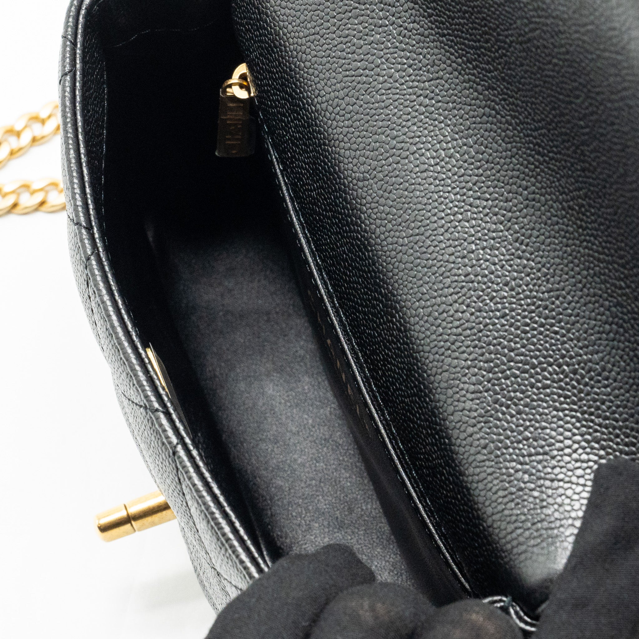 Chanel Coco Love Flap Bag Adjustable Chain Caviar Black  (microchip)